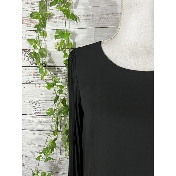 Laurie Felt Blouse Extra Small Black Sheer Pleated Sleeves Cocktail Evening Slim - Picture 5 of 13